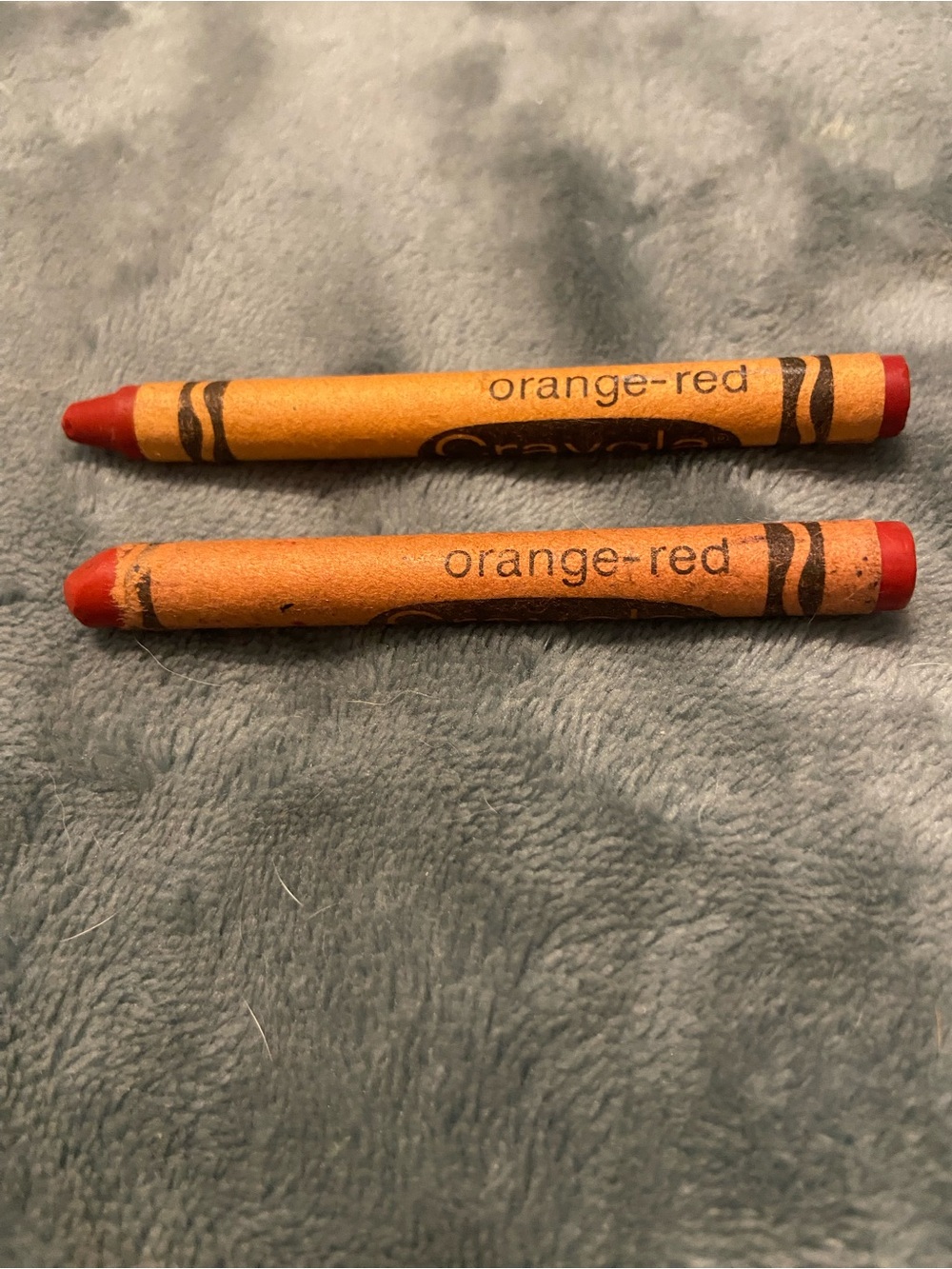 Crayola crayons set of 2 orange red vintage 1980s retired color